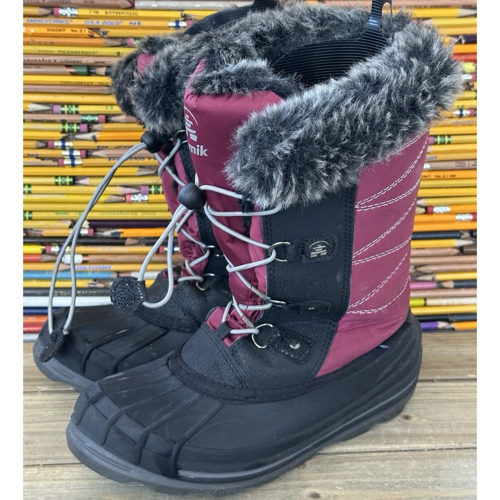 Kamik FrostyLake Snow Boots Kids 6 Black Purple Excellent